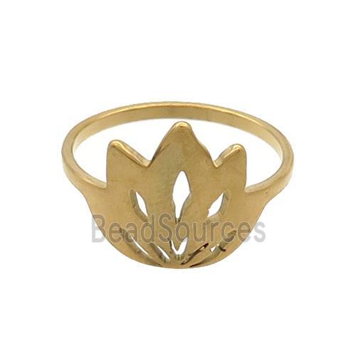 Stainless Steel Lotus Rings Gold Plated Flower