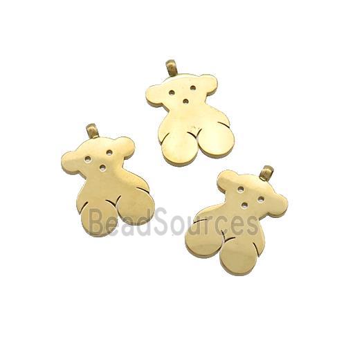 Stainless Steel Bear Pendant Gold Plated