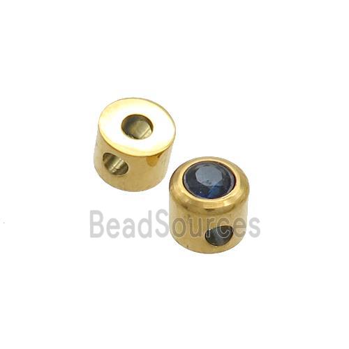 Stainless Steel Guru Beads Pave Zircon T-holes Gold Plated