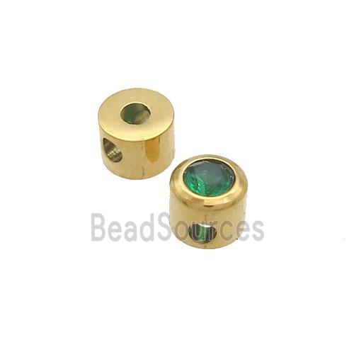 Stainless Steel Guru Beads Pave Zircon T-holes Gold Plated