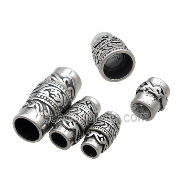 Stainless Steel Magnetic Clasp Large Hole Antique Silver