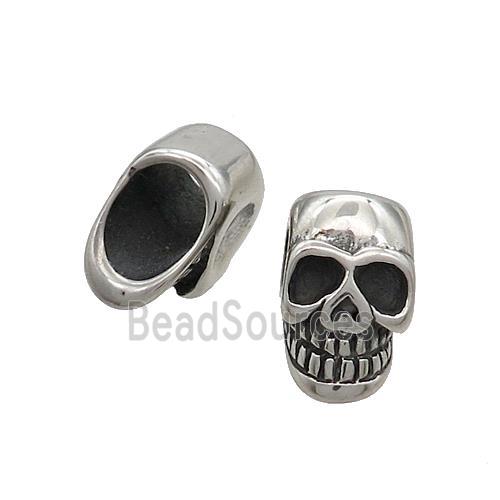 Stainless Steel Skull Beads Large Hole Antique Silver