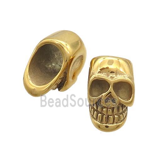 Stainless Steel Skull Beads Large Hole Gold Plated