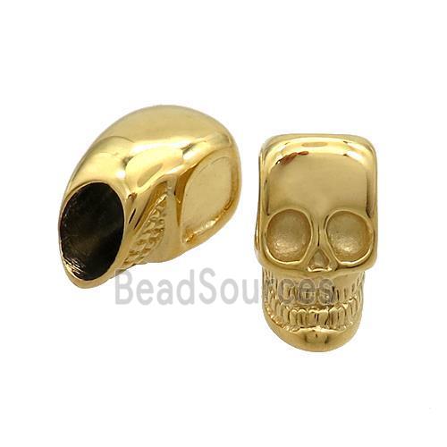 Stainless Steel Skull Beads Large Hole Gold Plated