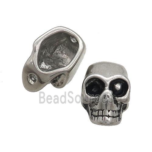 Stainless Steel Skull Beads Large Hole Antique Silver