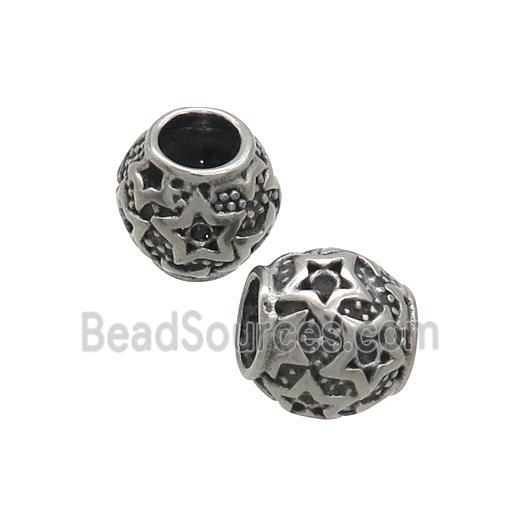 Stainless Steel Barrel Beads Antique Silver