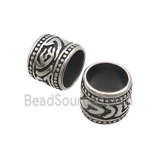 Stainless Steel Column Beads Large Hole Antique Silver