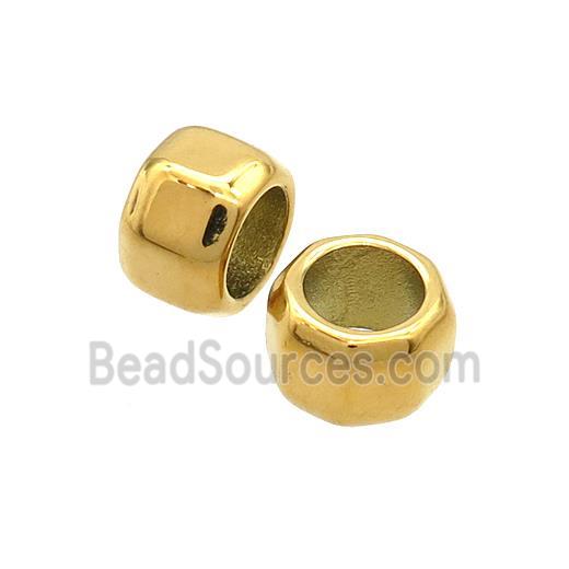 Stainless Steel Rondelle Beads Large Hole Gold Plated