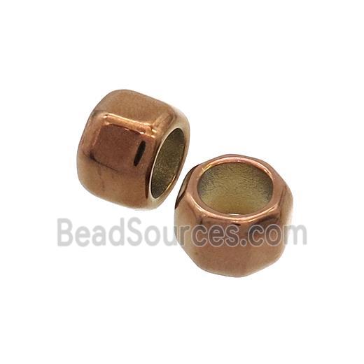 Stainless Steel Rondelle Beads Large Hole Rose Gold