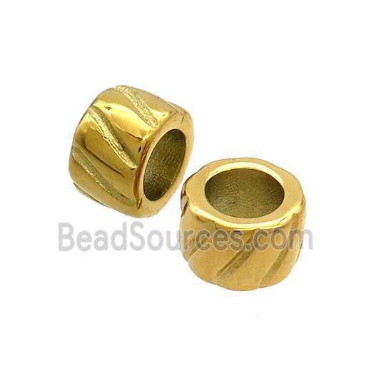 Stainless Steel Tube Beads Large Hole Gold Plated