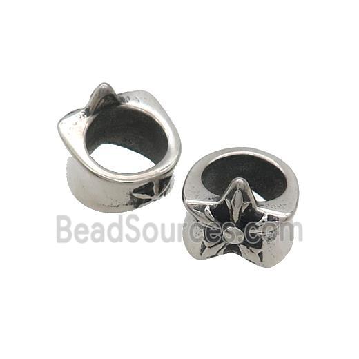 Stainless Steel Beads Star Large Hole Antique Silver