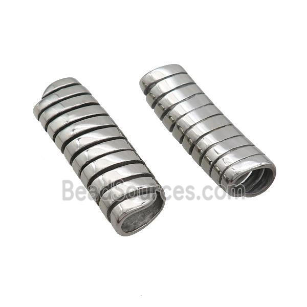 Stainless Steel Tube Beads Large Hole Antique Silver