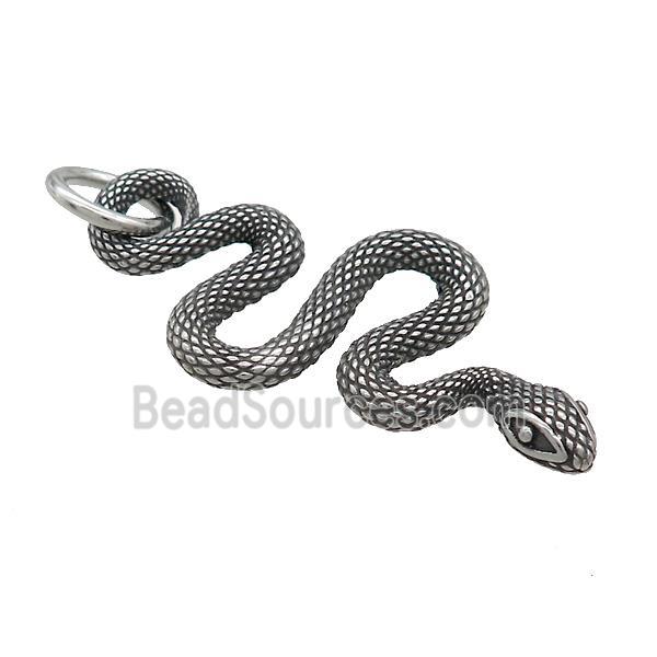 Stainless Steel Snake Pendant Antique Silver