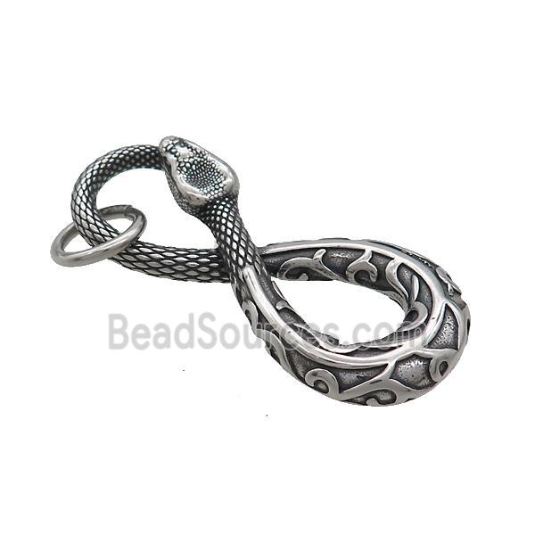 Stainless Steel Snake Pendant Antique Silver