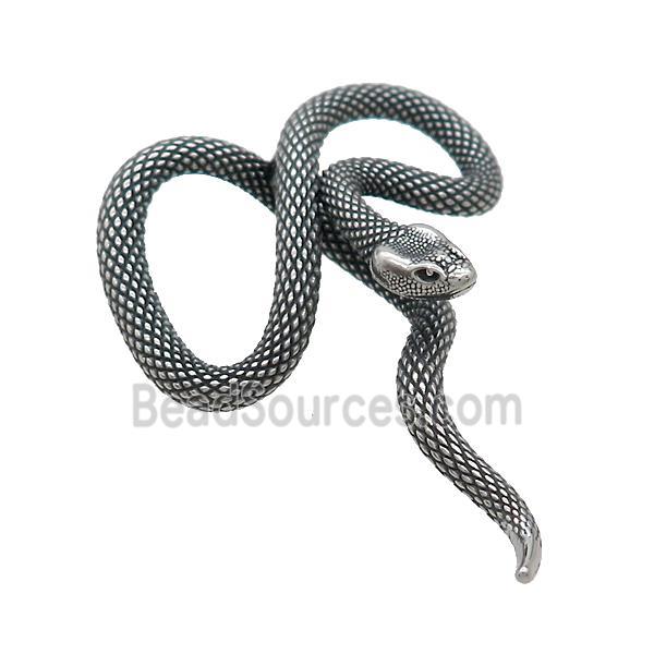 Stainless Steel Snake Pendant Antique Silver