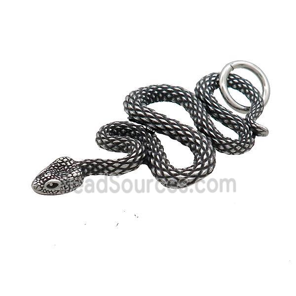 Stainless Steel Snake Pendant Antique Silver