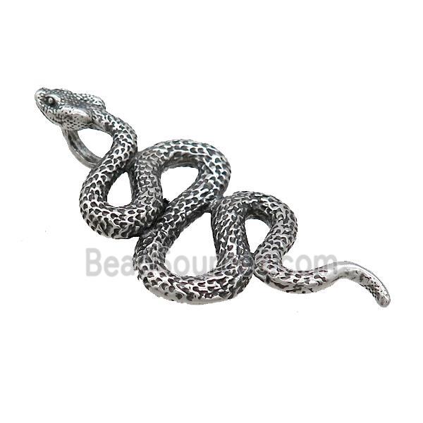 Stainless Steel Snake Pendant Antique Silver