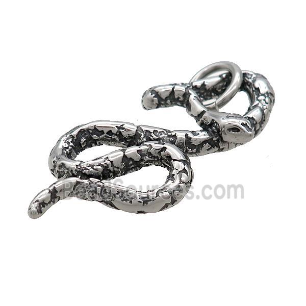 Stainless Steel Snake Pendant Antique Silver