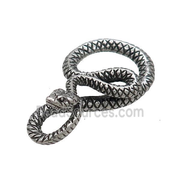 Stainless Steel Snake Pendant Antique Silver