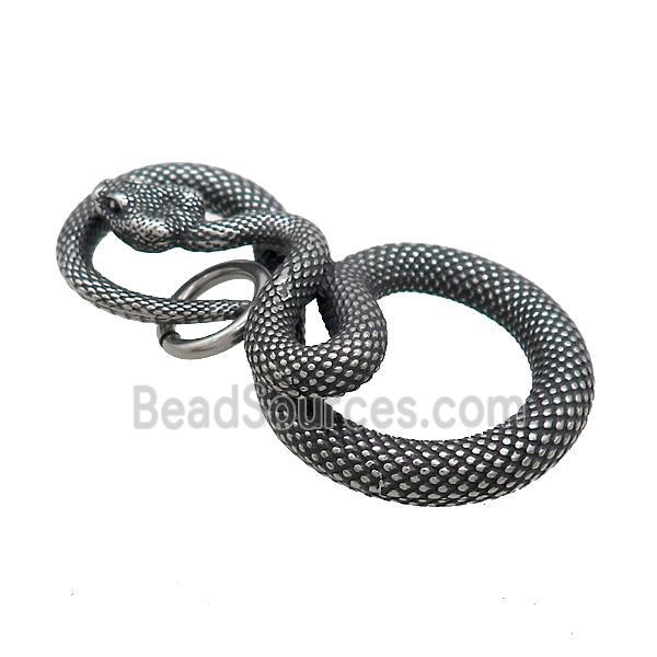 Stainless Steel Snake Pendant Antique Silver