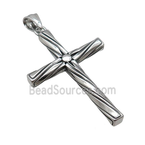 Stainless Steel Cross Pendant Antique Silver