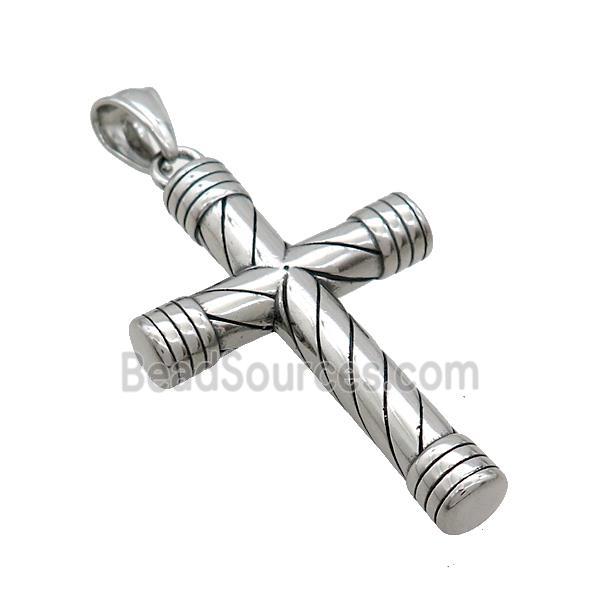 Stainless Steel Cross Pendant Antique Silver