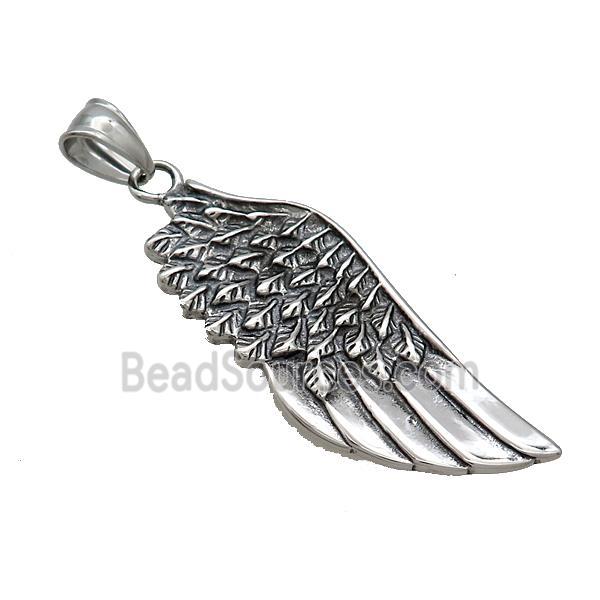 Stainless Steel Angel Wings Pendant Antique Silver