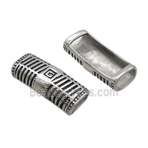 Stainless Steel Tube Beads Curved Large Hole Antique Silver