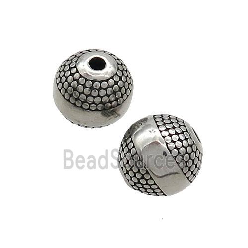 Stainless Steel Beads Round Antique Silver