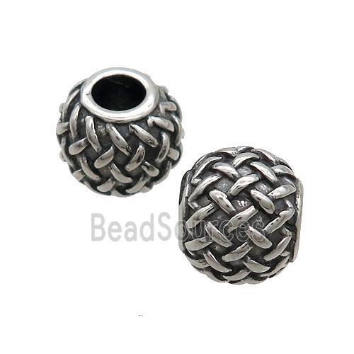 Stainless Steel Beads Round Large Hole Antique Silver