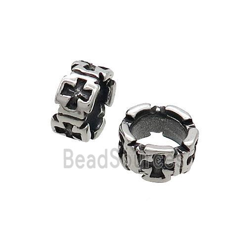 Stainless Steel Rondelle Beads Large Hole Antique Silver