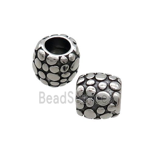 Stainless Steel Barrel Beads Large Hole Antique Silver