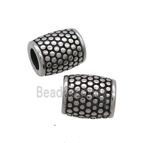 Stainless Steel Barrel Beads Large Hole Antique Silver