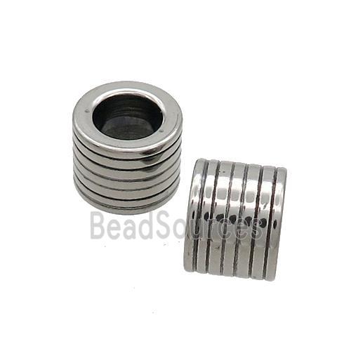 Stainless Steel Column Beads Tube Large Hole Antique Silver