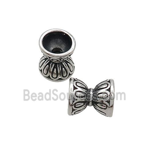 Stainless Steel Beadcaps Double Antique Silver