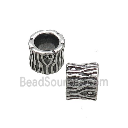 Stainless Steel Tube Beads Large Hole Antique Silver