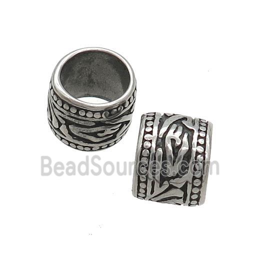 Stainless Steel Column Beads Large Hole Antique Silver