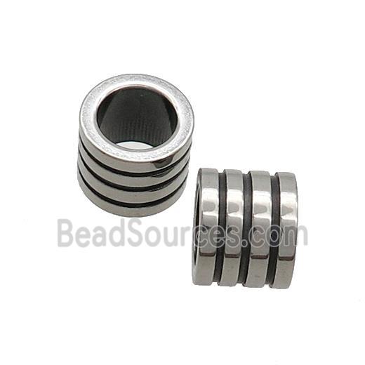 Stainless Steel Column Beads Tube Large Hole Antique Silver