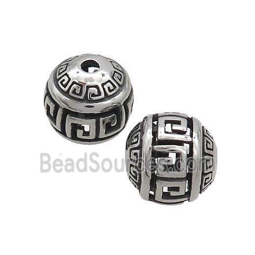 Stainless Steel Round Beads Hollow Antique Silver