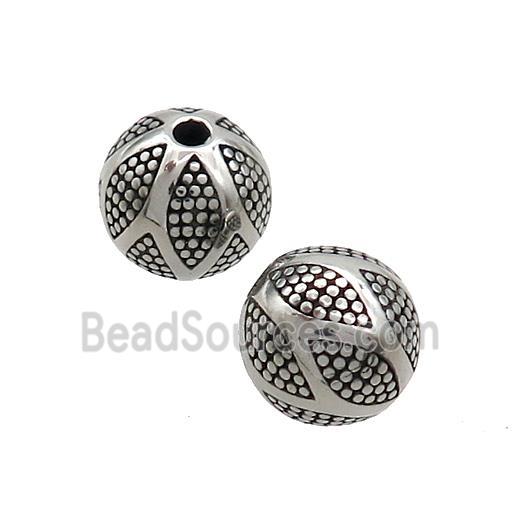 Stainless Steel Round Beads Antique Silver