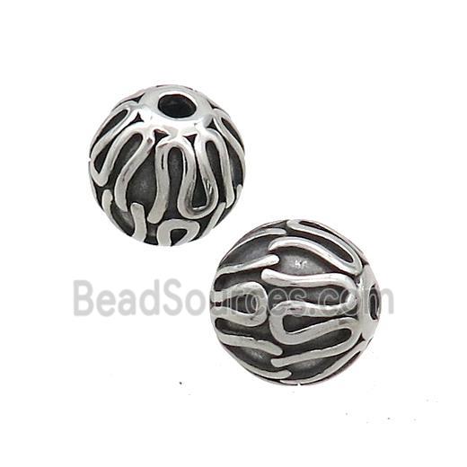 Stainless Steel Round Beads Antique Silver