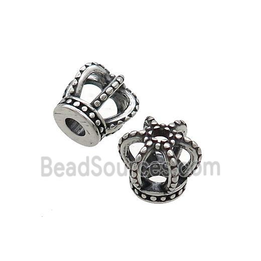 Stainless Steel Crown Beads Antique Silver