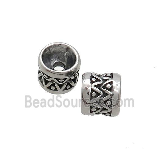 Stainless Steel Tube Beads Antique Silver