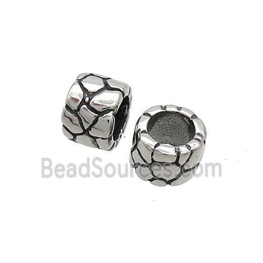 Stainless Steel Tube Beads SnakeSkin Antique Silver