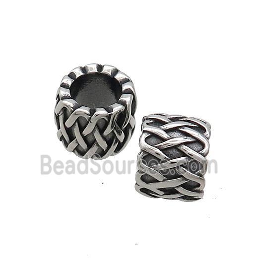 Stainless Steel Column Beads Tube Large Hole Antique Silver