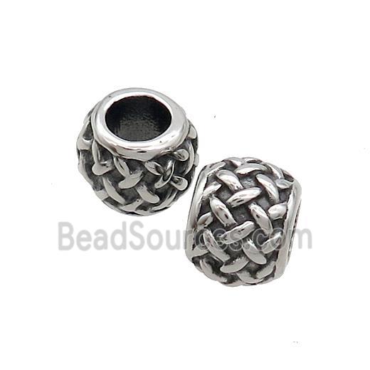 Stainless Steel Round Beads Large Hole Antique Silver