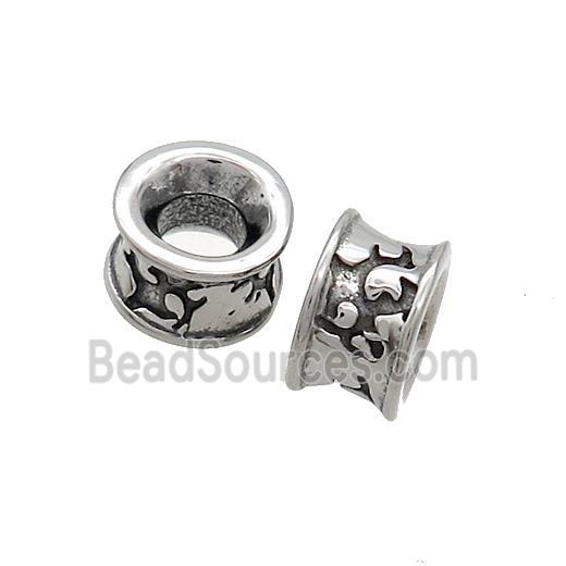 Stainless Steel Rondelle Beads Large Hole Antique Silver