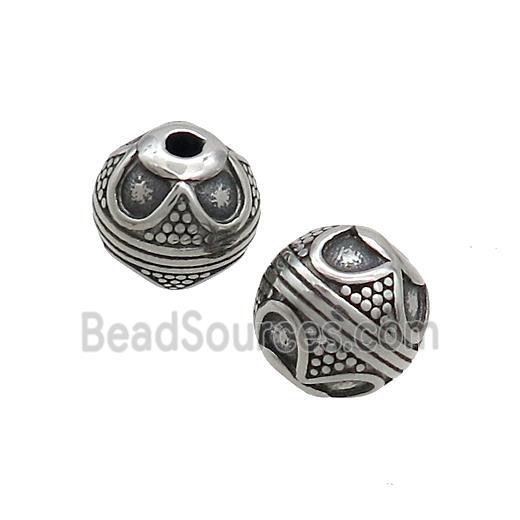 Stainless Steel Round Beads Antique Silver