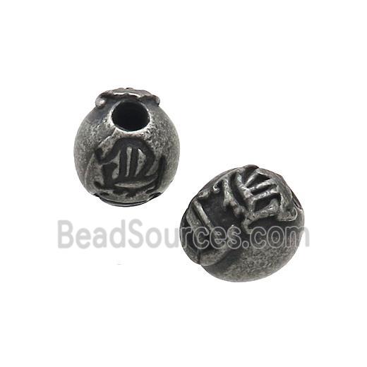 Stainless Steel Round Beads Antique Black