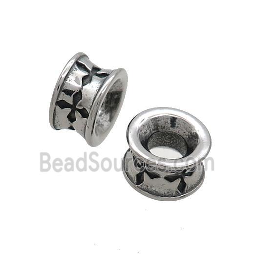 Stainless Steel Rondelle Beads Large Hole Antique Silver